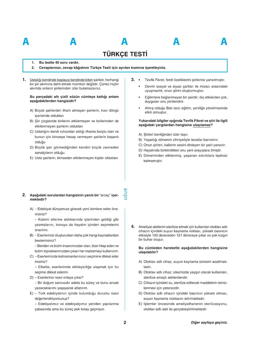 YKS - TYT deneme sınavı 1