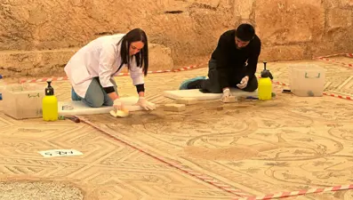 'Cennet Bahçesi' mozaiğinde restorasyon ve konservasyon başladı