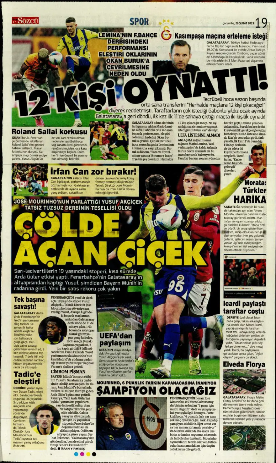 "Türk futbolunda maymun tartışması" (26 Şubat 2025 spor manşetleri) 11