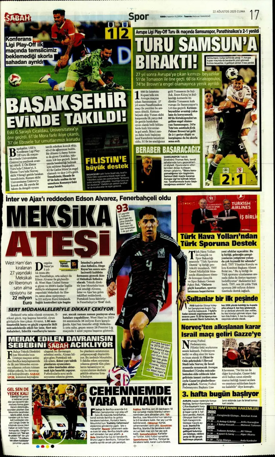 "Meksika ateşi" (22 Ağustos spor manşetleri) 17