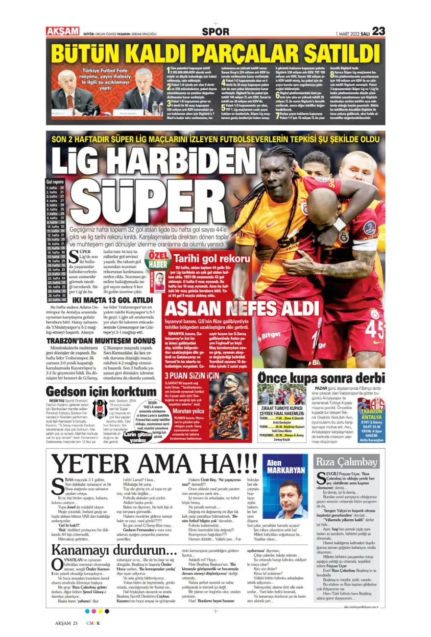 Günün spor manşetleri (1 Mart 2022) 5
