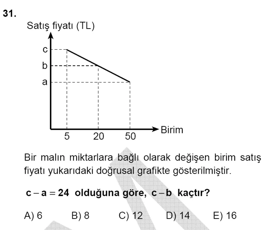 YGS Matematik soruları ve yanıtları 30
