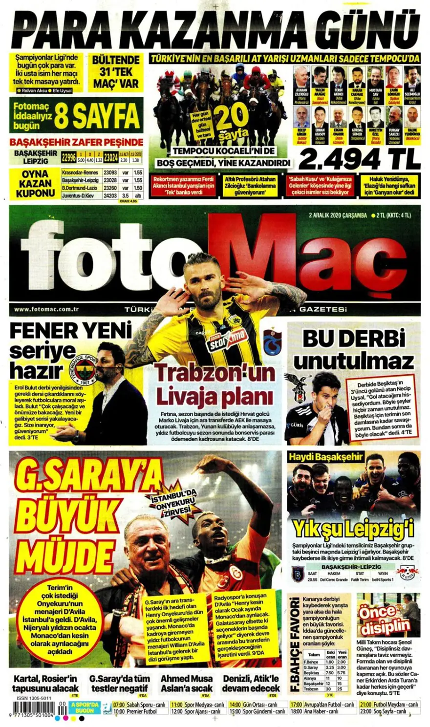 Günün spor manşetleri (2 Aralık 2020) 3