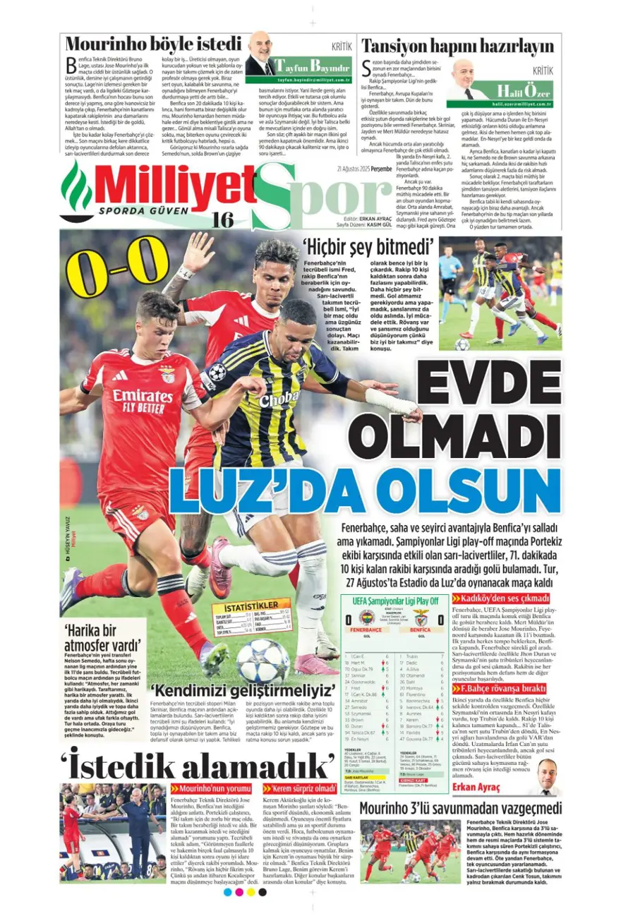 "Akanji müjdesi" (21 Ağustos spor manşetleri) 20