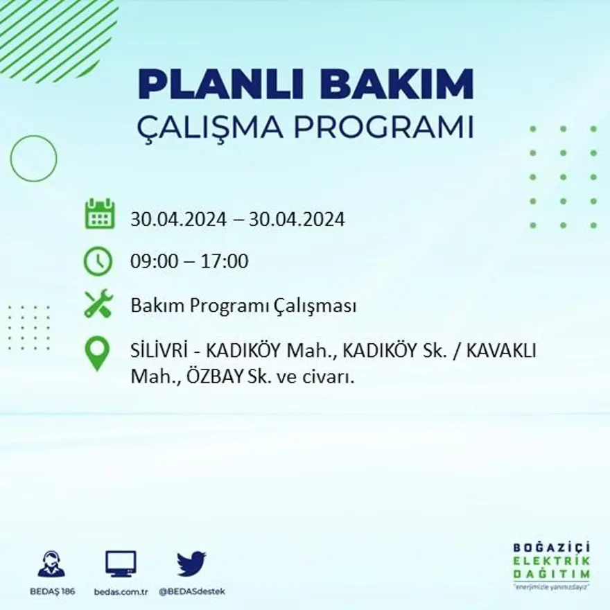 İstanbul'un 23 ilçesinde elektrik kesintisi: Elektrikler ne zaman gelecek? (30 Nisan tarihli BEDAŞ kesinti programı) 65
