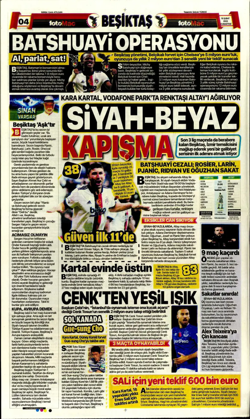 Günün spor manşetleri (19 Şubat 2022) 6