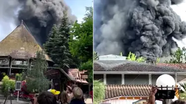 Almanya'nın en büyük eğlence parkında yangın: 25 bin kişi tahliye edildi