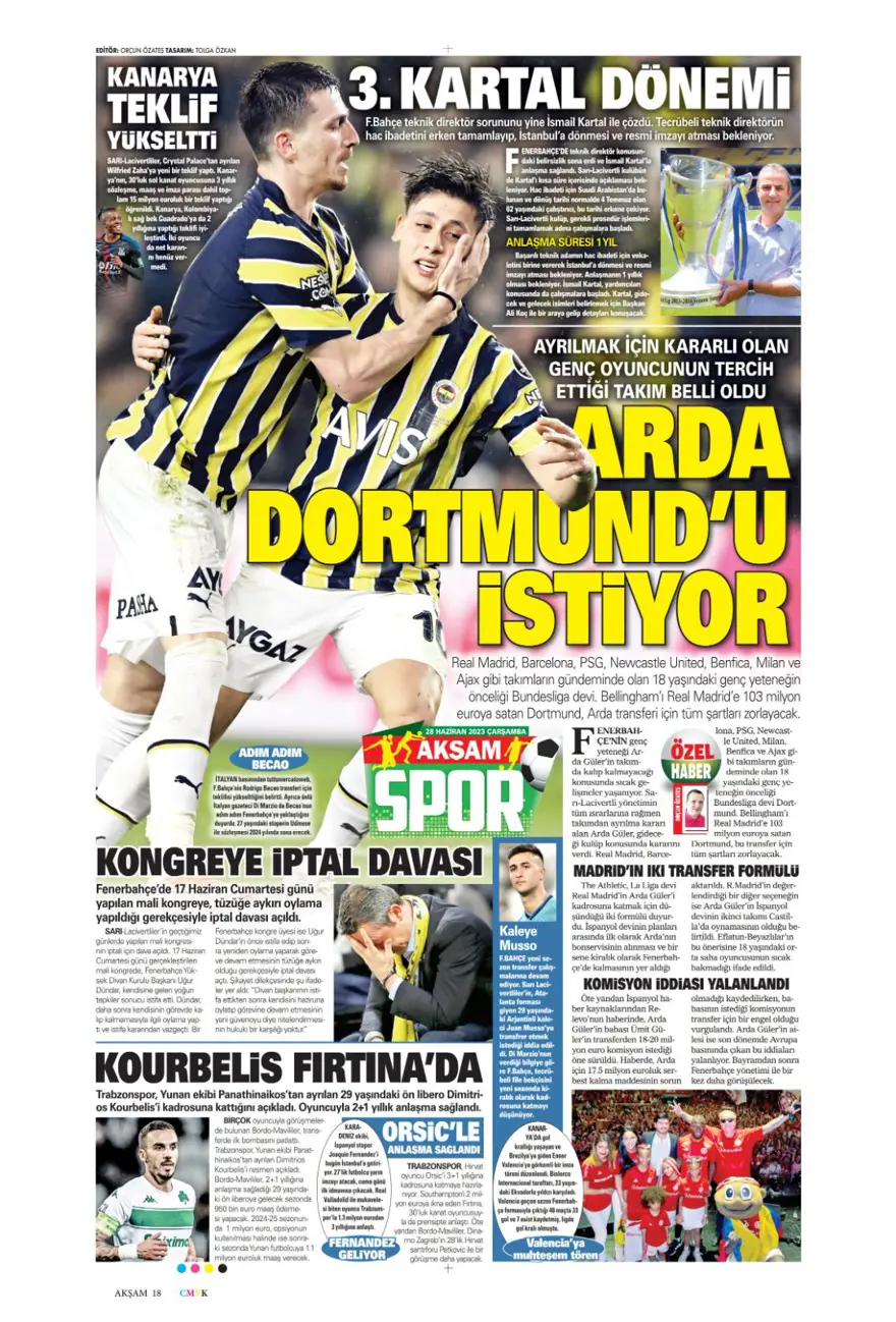 Günün spor manşetleri (28 Haziran 2023) 