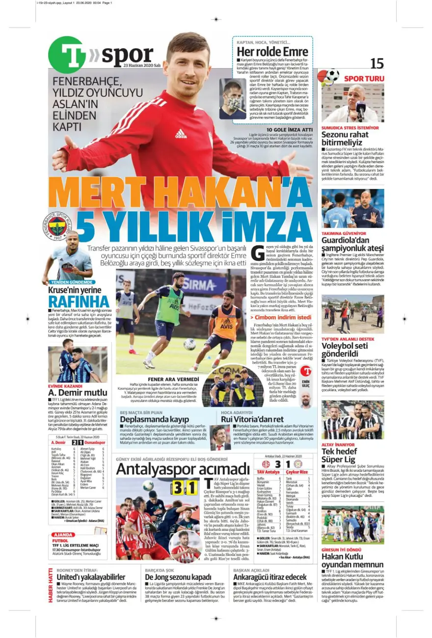 Günün spor manşetleri (23 Haziran 2020) 17