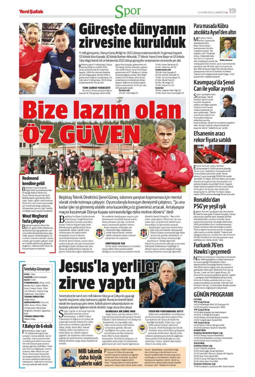 Günün spor manşetleri (12 Kasım 2022) 17