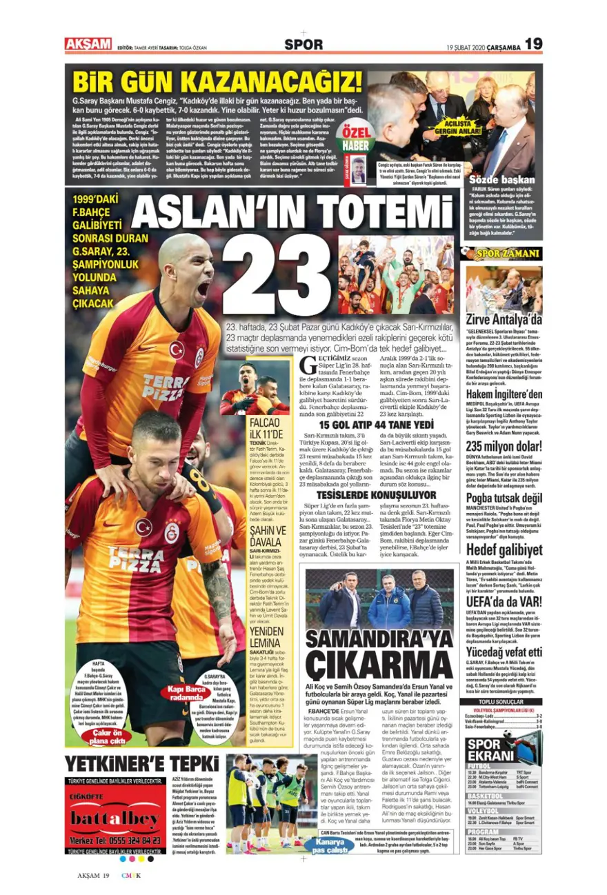 Günün spor gazeteleri (19 Şubat 2020) 1