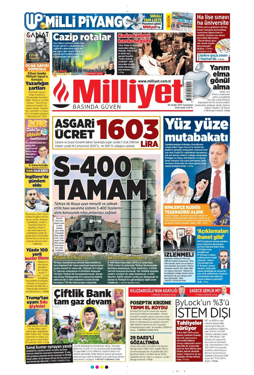 Günün gazete manşetleri - 30 Aralık 2017 7