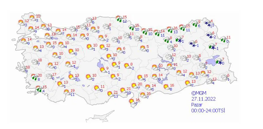 27 KASIM PAZAR HAVA DURUMU NASIL OLACAK? 8 27 KASIM PAZAR HAVA DURUMU NASIL OLACAK? 8