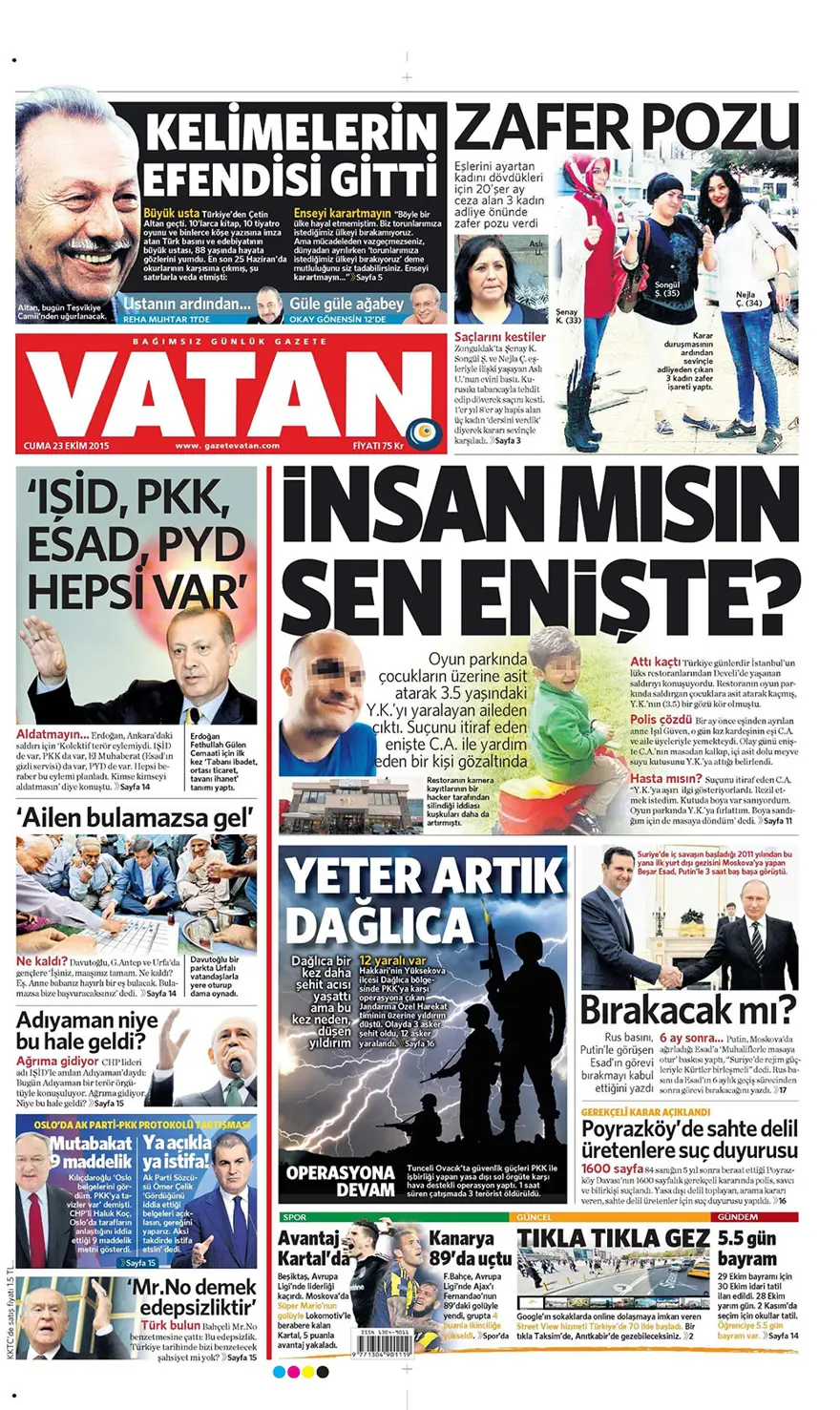Günün gazete manşetleri - 23 Ekim 2015 4
