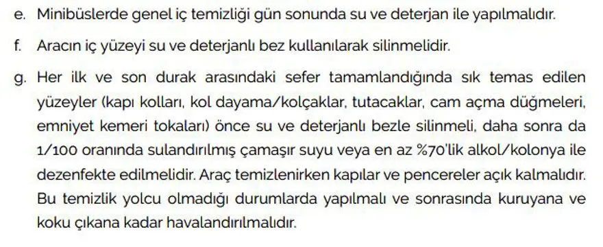 Covid-19 kapsamında minibüsler ile ilgili alınması gereken önlemler 4