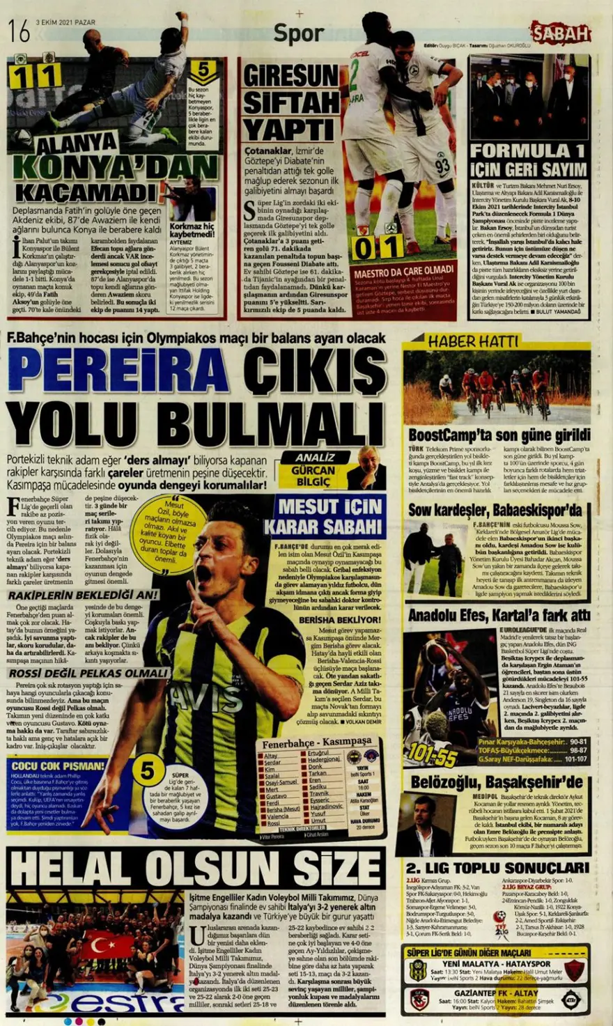 Günün spor manşetleri (03 Ekim 2021) 27