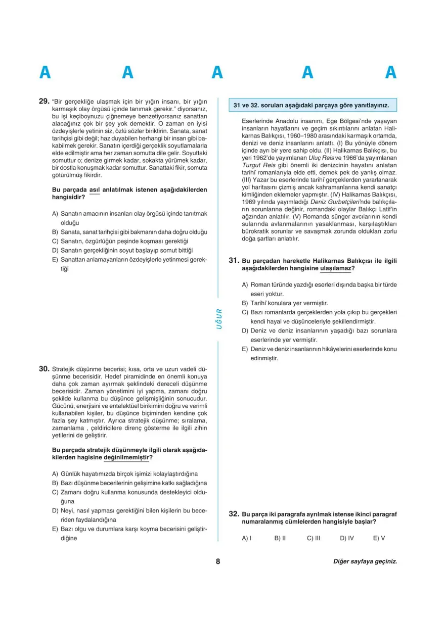 YKS - TYT deneme sınavı 7