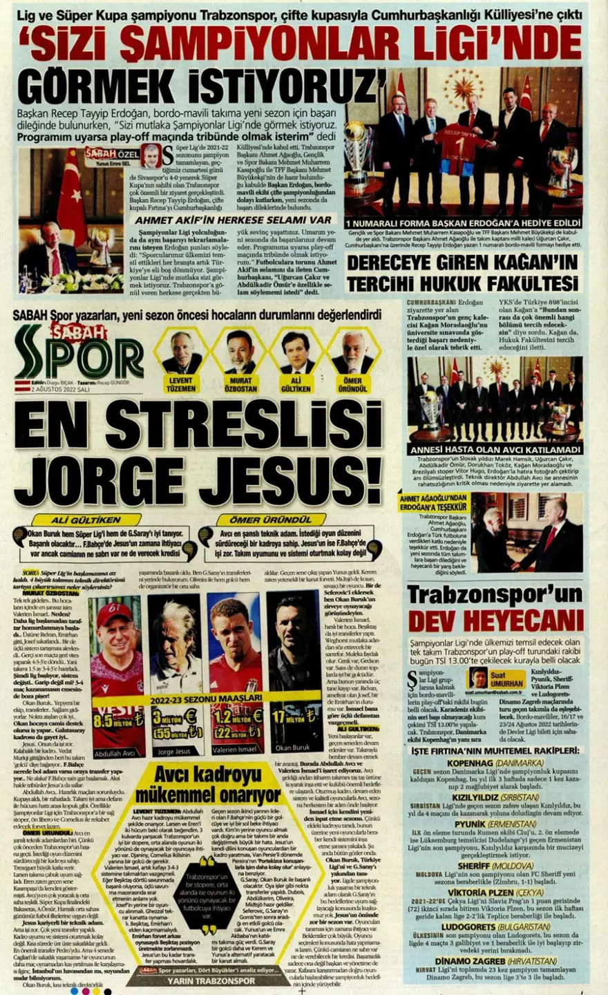 Günün spor manşetleri (2 Ağustos 2022) 13