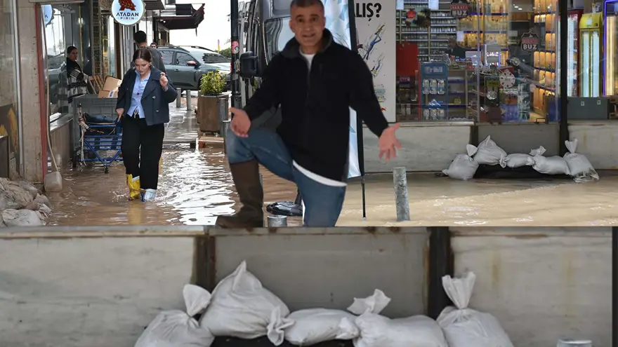 Hücre tehlikesine dikkat! Yağmur devam ediyor, esnaf kum torbalı önlem aldı 