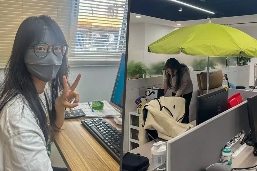Yeni akım: Ofiste şemsiye açıp maske takıyorlar Yeni akım: Ofiste şemsiye açıp maske takıyorlar