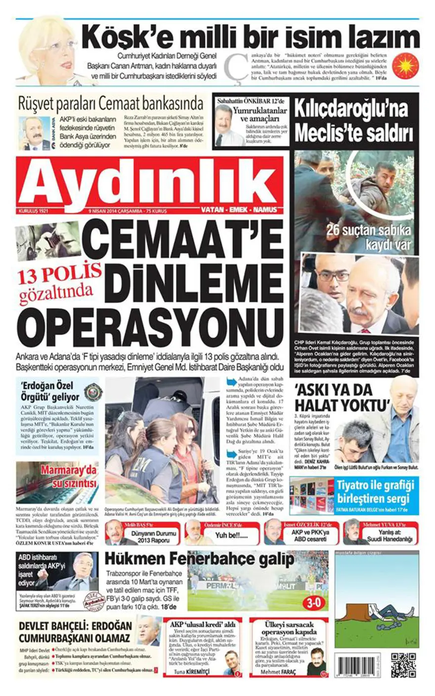 Günün gazete manşetleri - 9 Nisan 2014 17