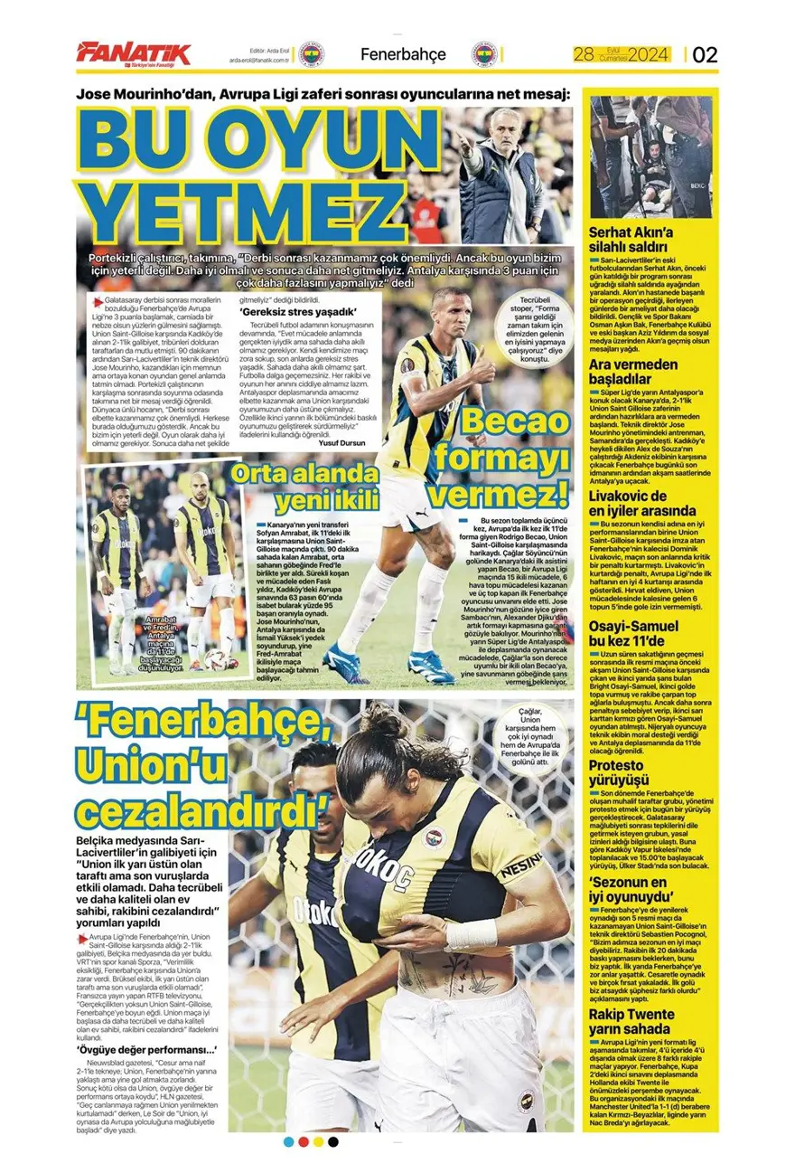 "Ziyech'in üstü çizildi" (28 Eylül 2024 spor manşetleri) 15 "Ziyech'in üstü çizildi" (28 Eylül 2024 spor manşetleri) 15