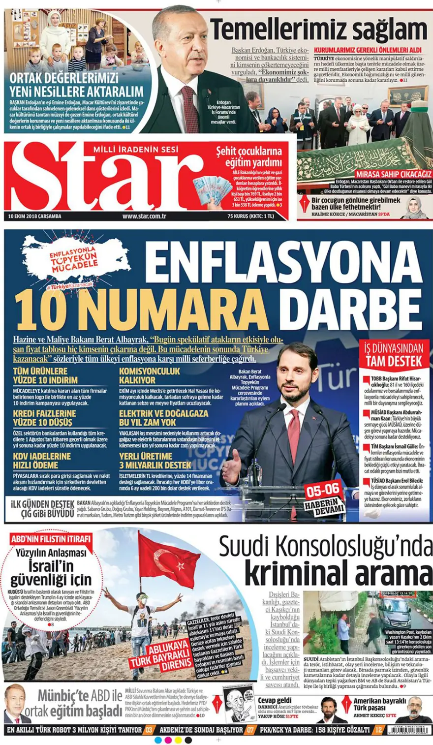 Günün gazete manşetleri - 10 Ekim 2018 8