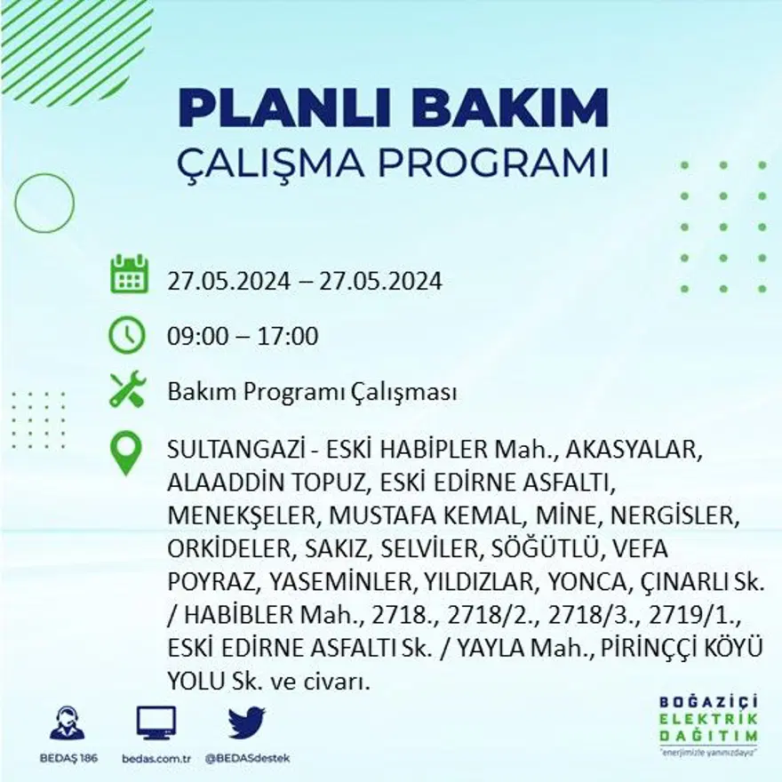 İstanbul'un 21 ilçesinde elektrik kesintisi: Elektrikler ne zaman gelecek? (27 Mayıs BEDAŞ kesinti programı) 43