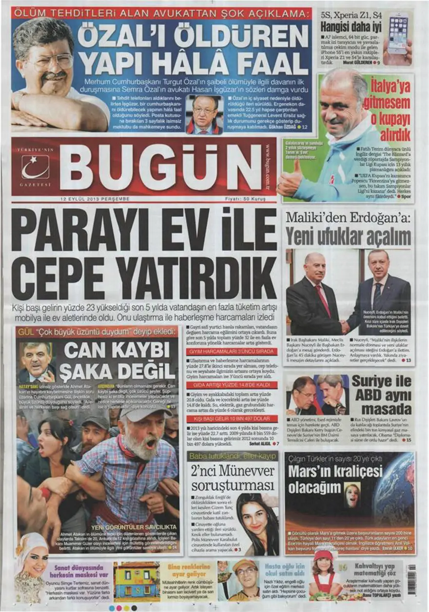 12 Eylül 2013 gazete manşetleri 8