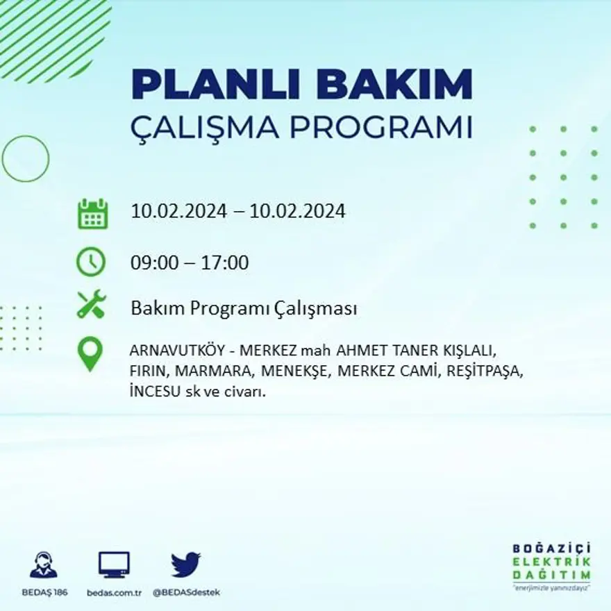 İstanbul'un 17 ilçesinde elektrik kesintisi yaşanacak: Elektrikler ne zaman gelecek? (10 Şubat BEDAŞ kesinti programı) 3 İstanbul'un 17 ilçesinde elektrik kesintisi yaşanacak: Elektrikler ne zaman gelecek? (10 Şubat BEDAŞ kesinti programı) 3