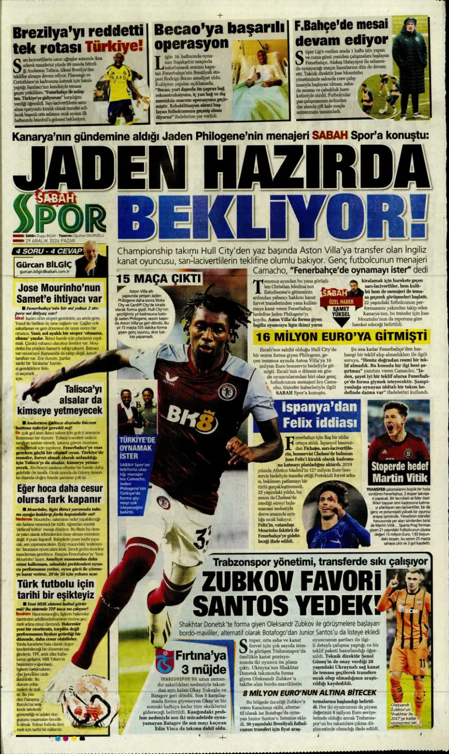 "Galatasaray'dan dünya yıldızı operasyonu" (29 Aralık 2024 spor manşetleri) 7
