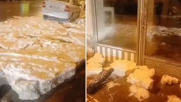 Dolu nedeniyle ilçe beyaza büründü