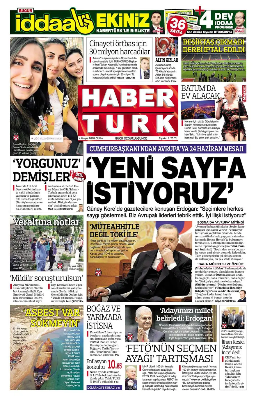 Günün gazete manşetleri - 4 Mayıs 2018 2