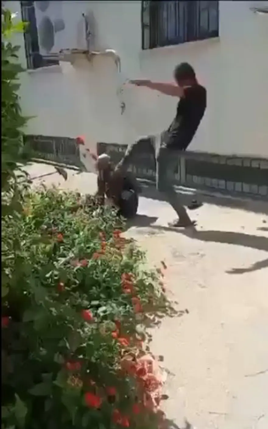 Sokak ortasında yaşlı adama dayak 4