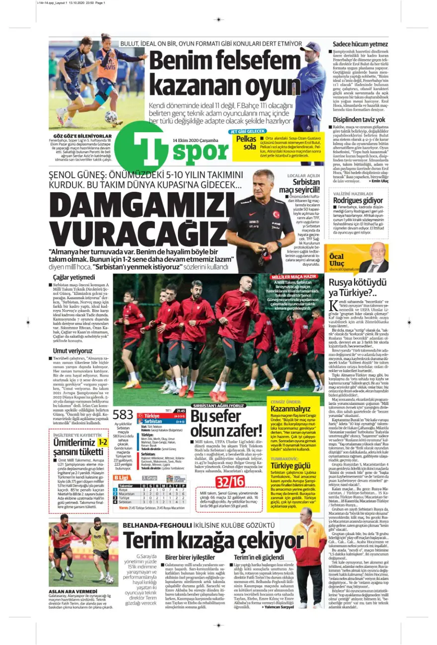 Günün spor manşetleri (14 Ekim 2020) 16