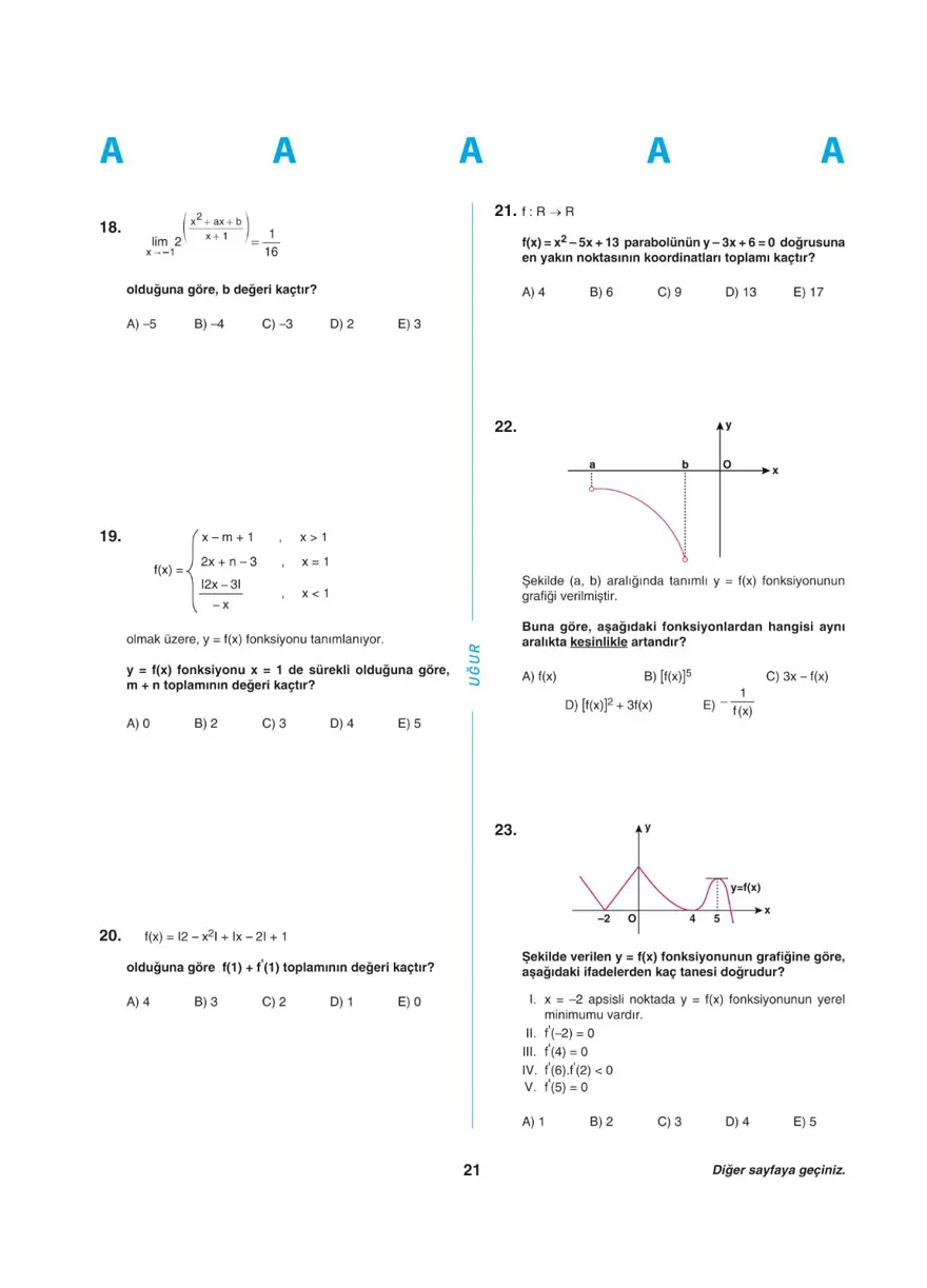 Uğur Okulları YKS - AYT deneme sınavı 20 Uğur Okulları YKS - AYT deneme sınavı 20