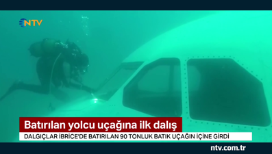 Batırılan yolcu uçağına ilk dalış ... (O anları su altı kameraları kaydetti)