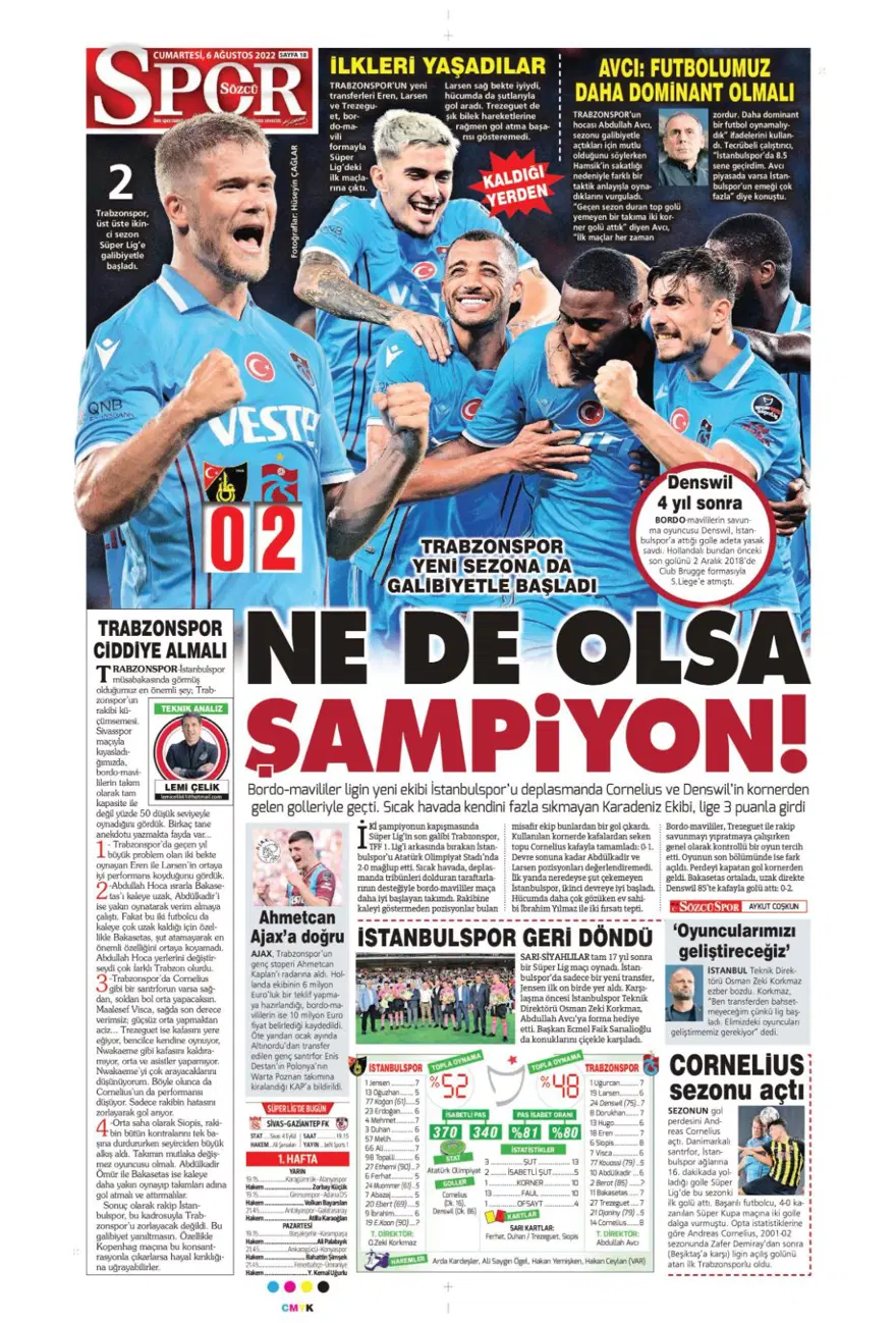 Günün spor manşetleri (6 Ağustos 2022) 12