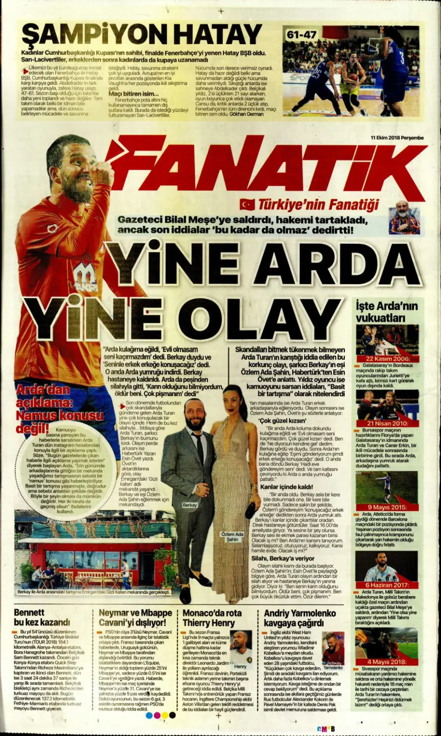 Günün spor manşetleri (11 Ekim 2018) 5