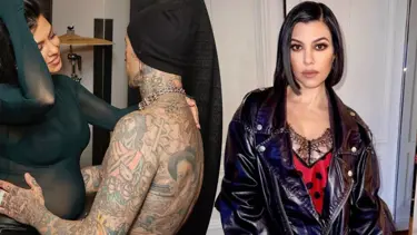 Anne olmak için gün sayan Kourtney Kardashian'dan karnı burnunda yeni poz