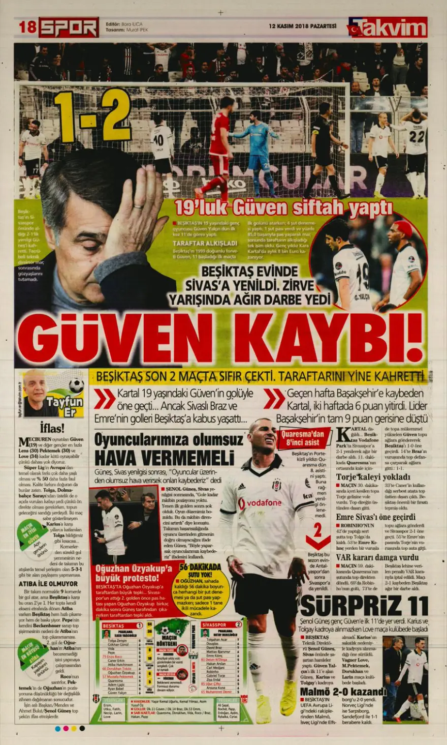 Günün spor manşetleri (12 Kasım 2018) 20