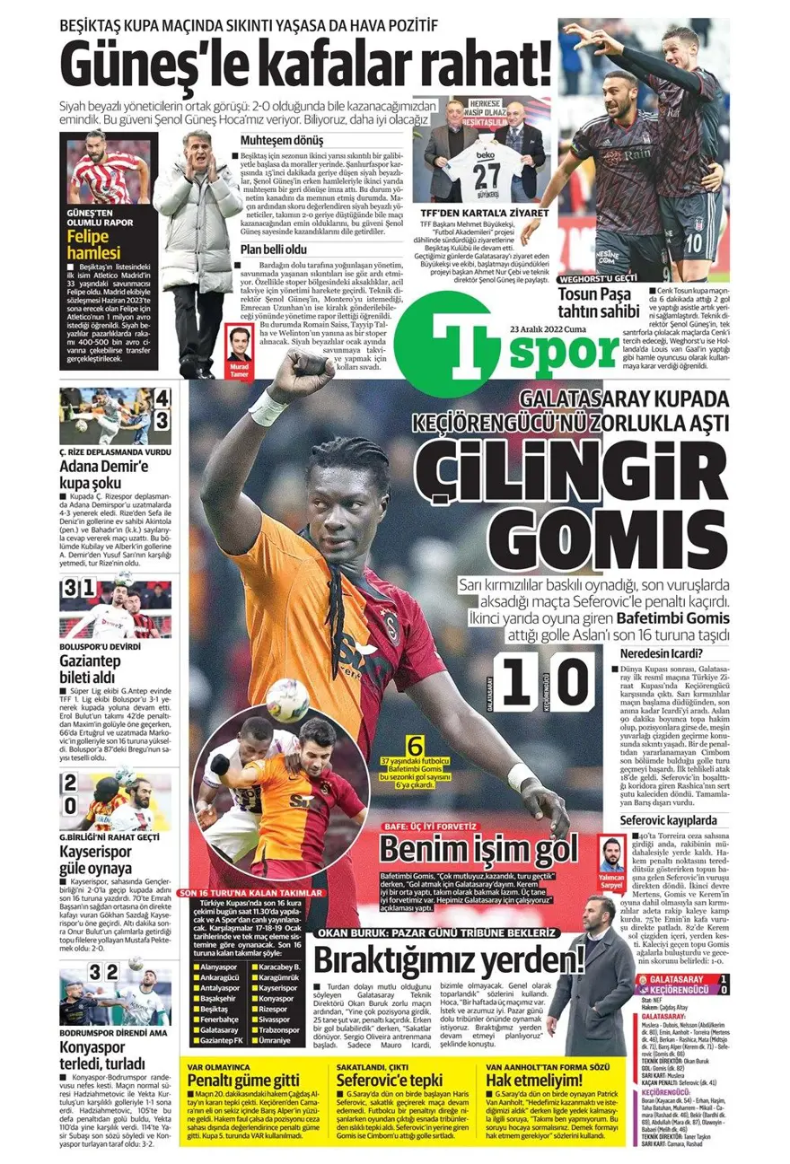 Günün spor manşetleri (23 Aralık 2022) 13
