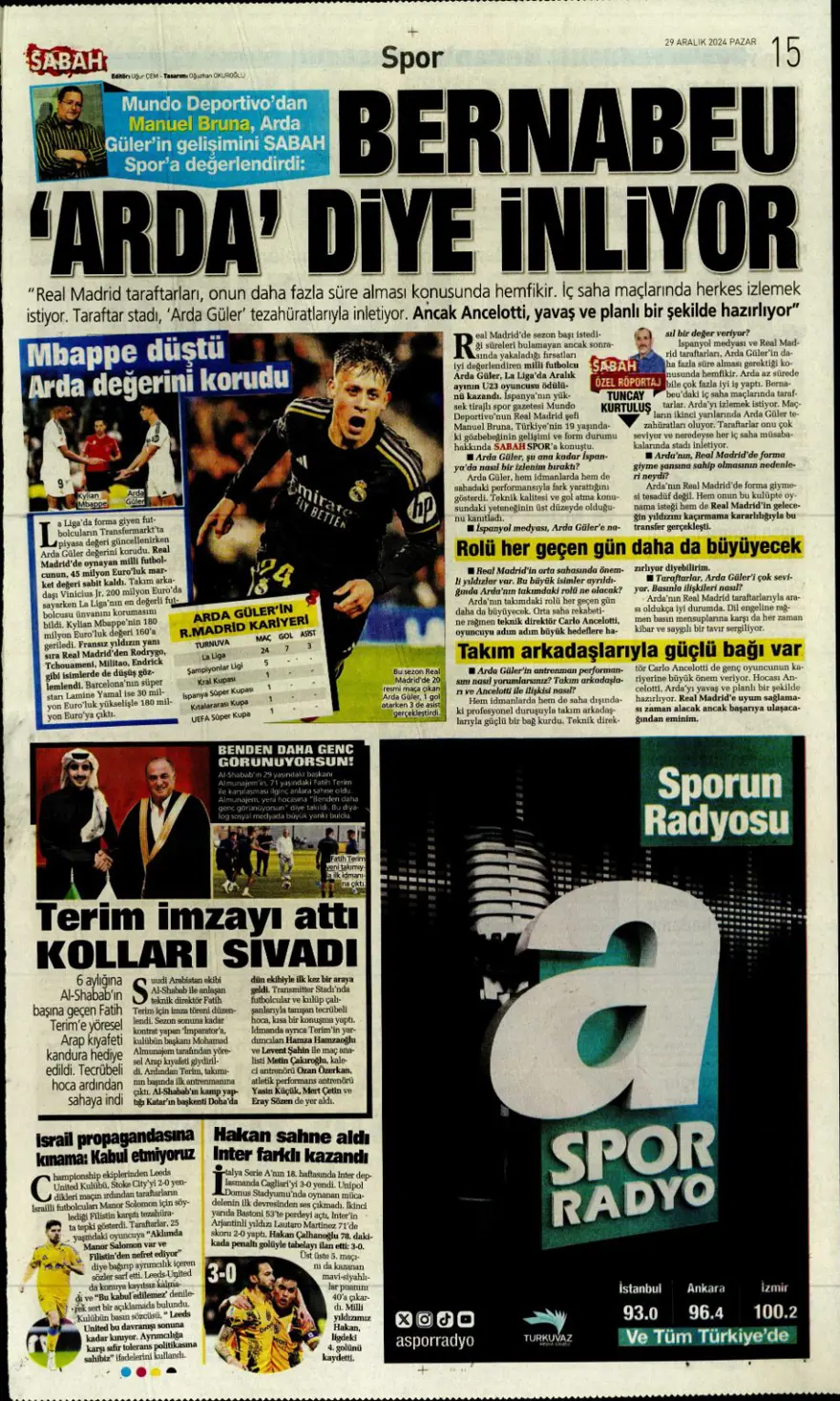 "Galatasaray'dan dünya yıldızı operasyonu" (29 Aralık 2024 spor manşetleri) 6