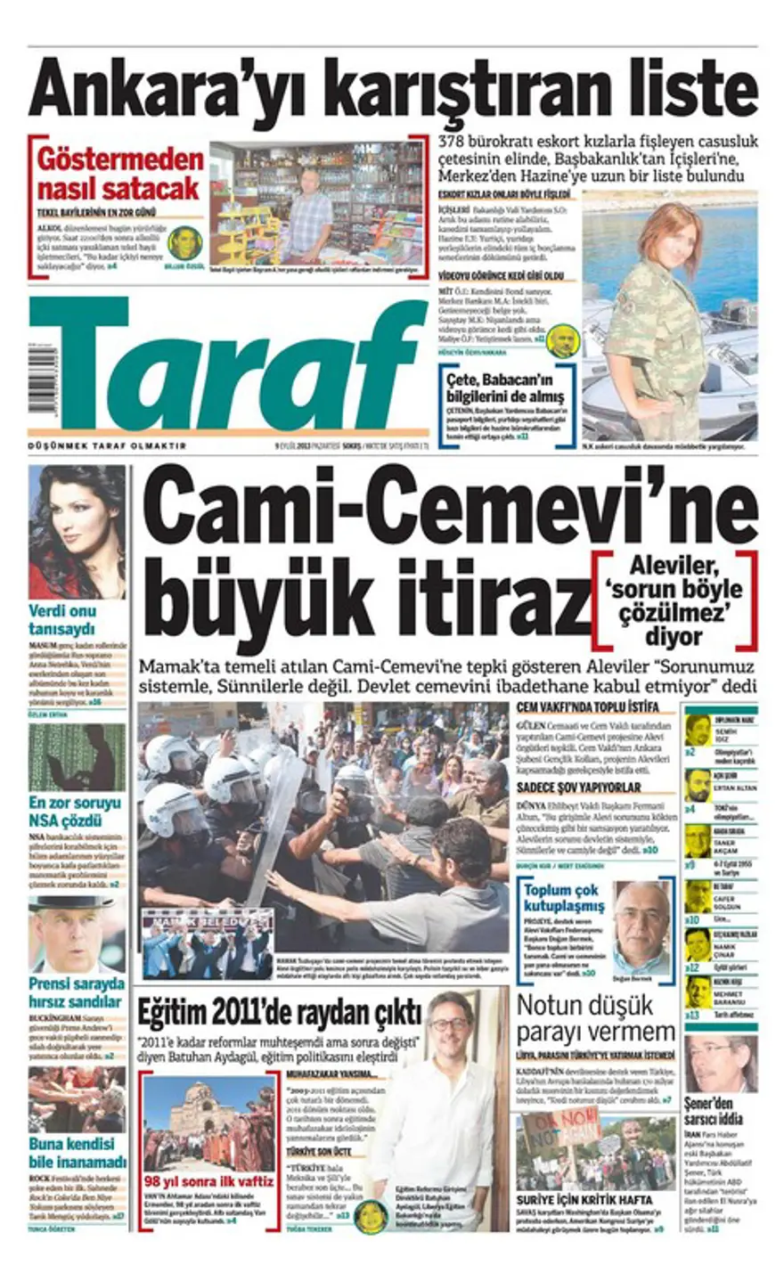 9 Eylül 2013 gazete manşetleri 16