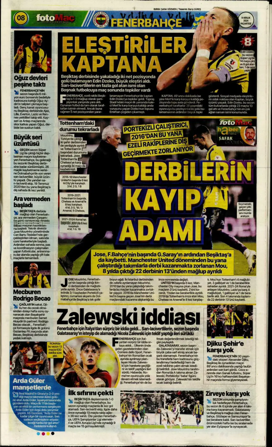 "Bayram yarım kaldı" (9 Aralık 2024 spor manşetleri) 5