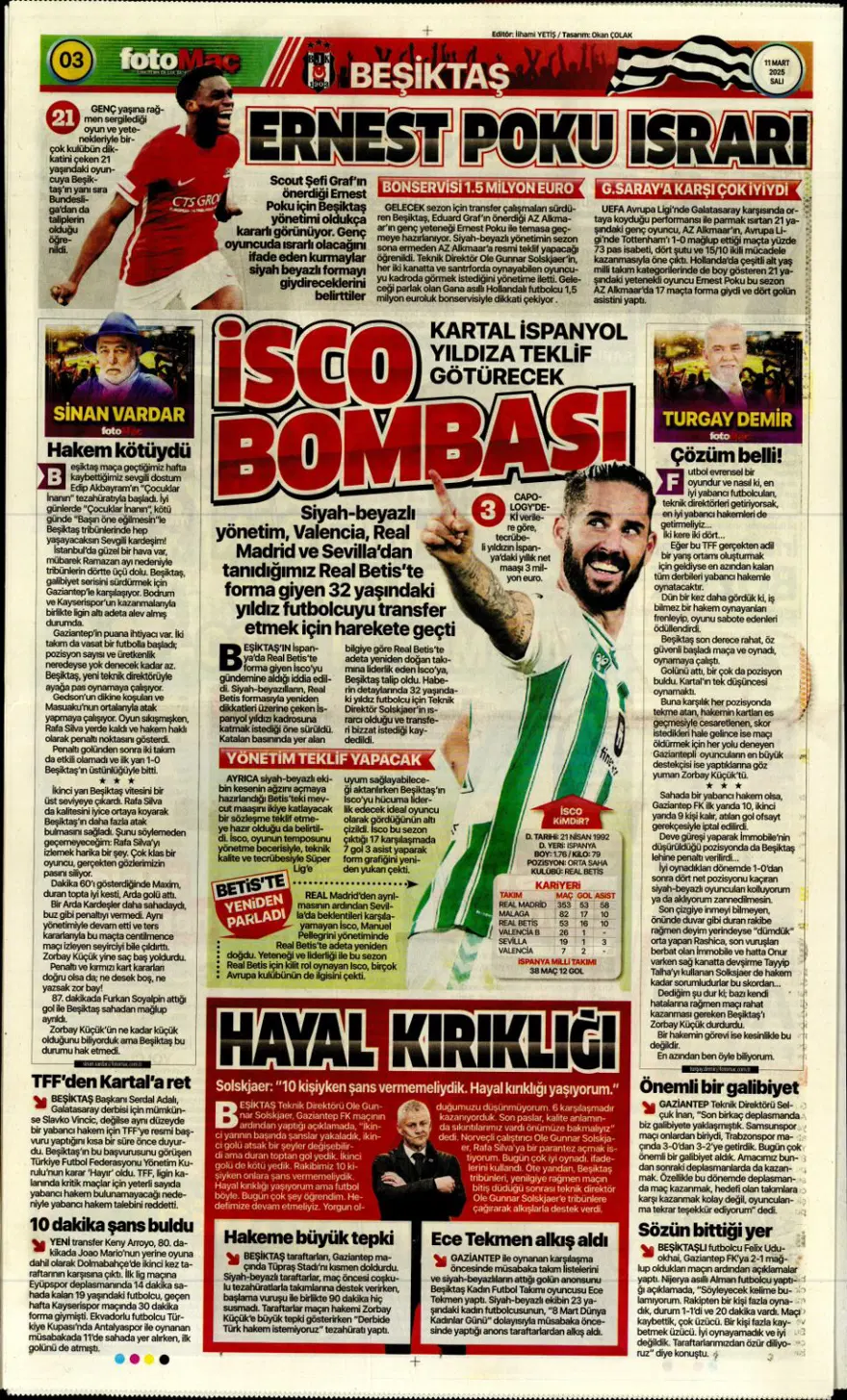 "Fener gözü kararttı" (11 Mart 2025 spor manşetleri) 20 "Fener gözü kararttı" (11 Mart 2025 spor manşetleri) 20