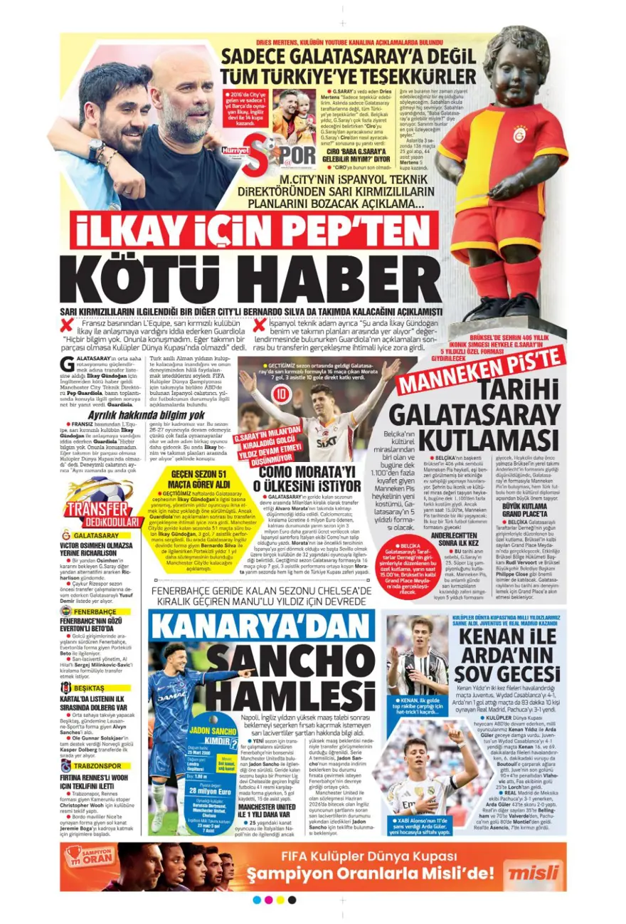 "Hedef Sancho, rakip Napoli" (23 Haziran 2025 spor manşetleri) 6