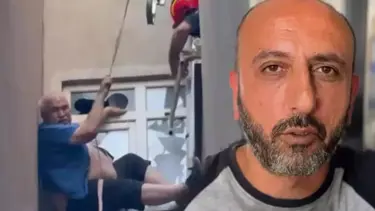 Havada asılı kaldı, itfaiye kurtardı! Görenler şaşkına döndü