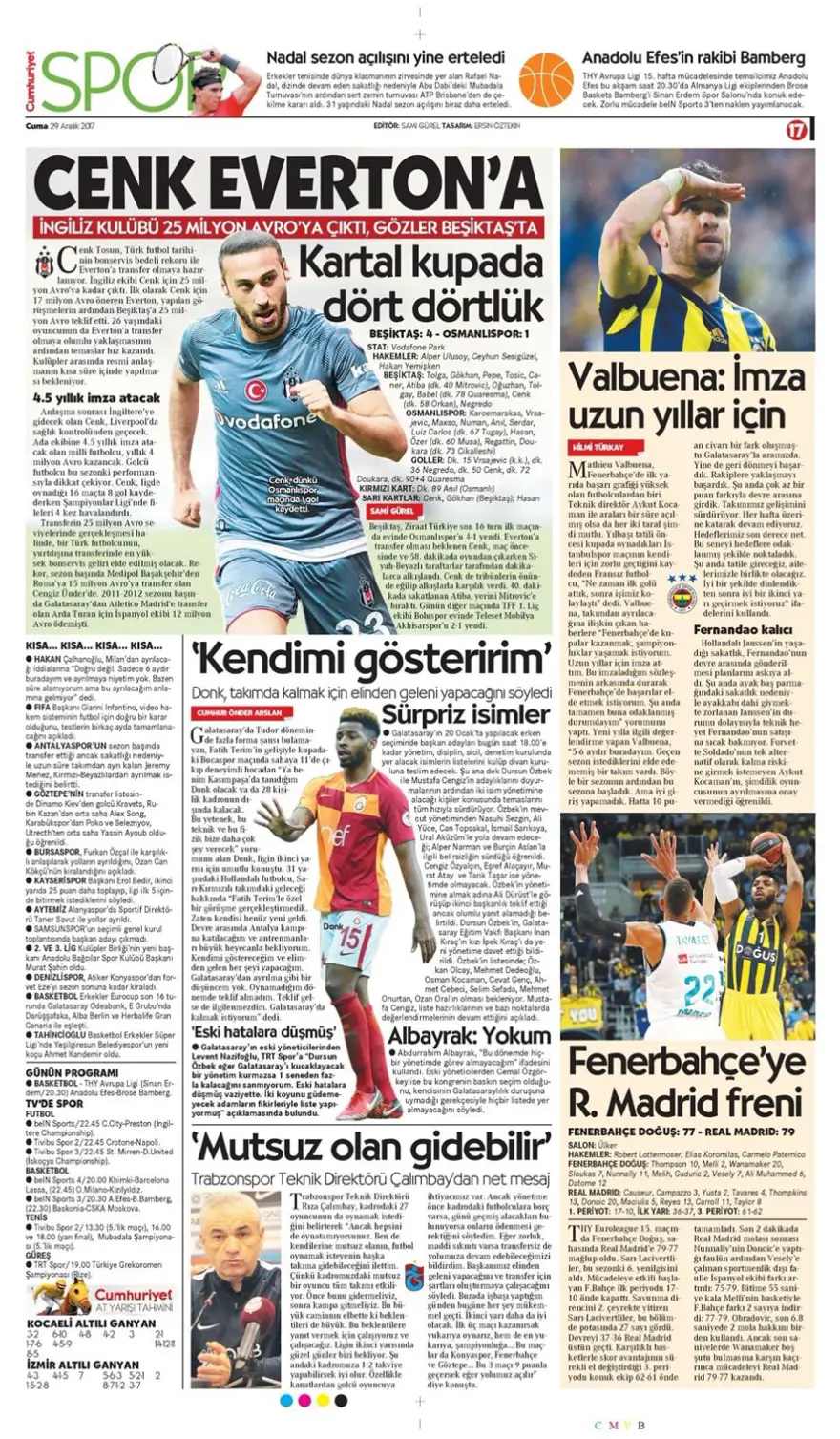 Günün spor gazeteleri (29 Aralık 2017) 4