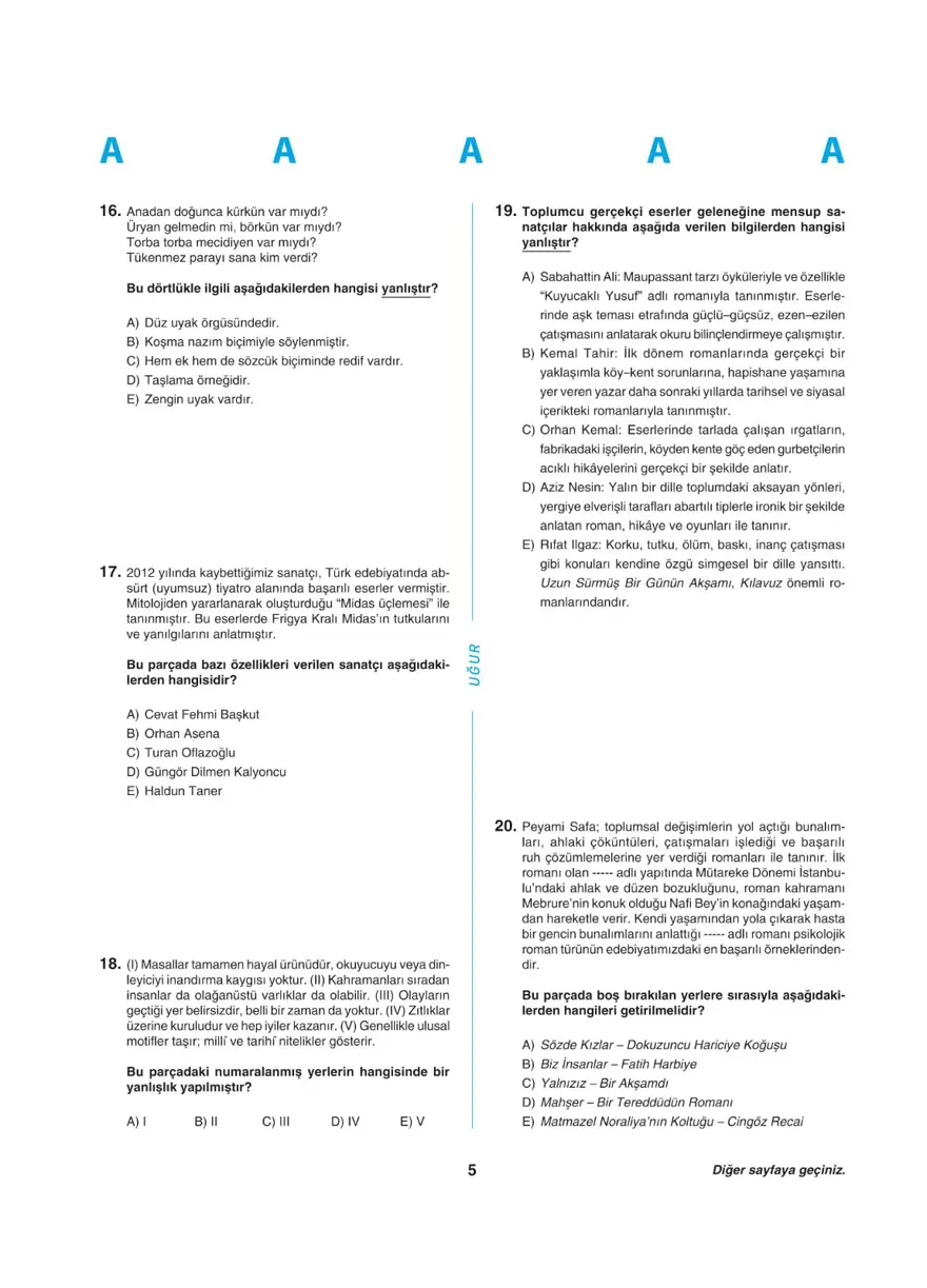 YKS - AYT deneme sınavı 4